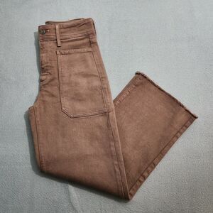 Just Black Denim Women 24 The Nautical Wide Leg Jeans Brown Raw Hem Made In USA